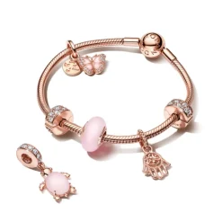 Pandora Moments Pink Butterfly & Quote Double hela, ruusukullattu, 782555C01