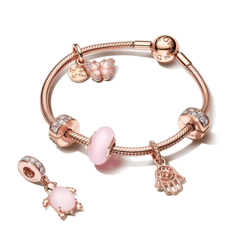 Pandora Moments Pink Butterfly & Quote Double hela, ruusukullattu, 782555C01