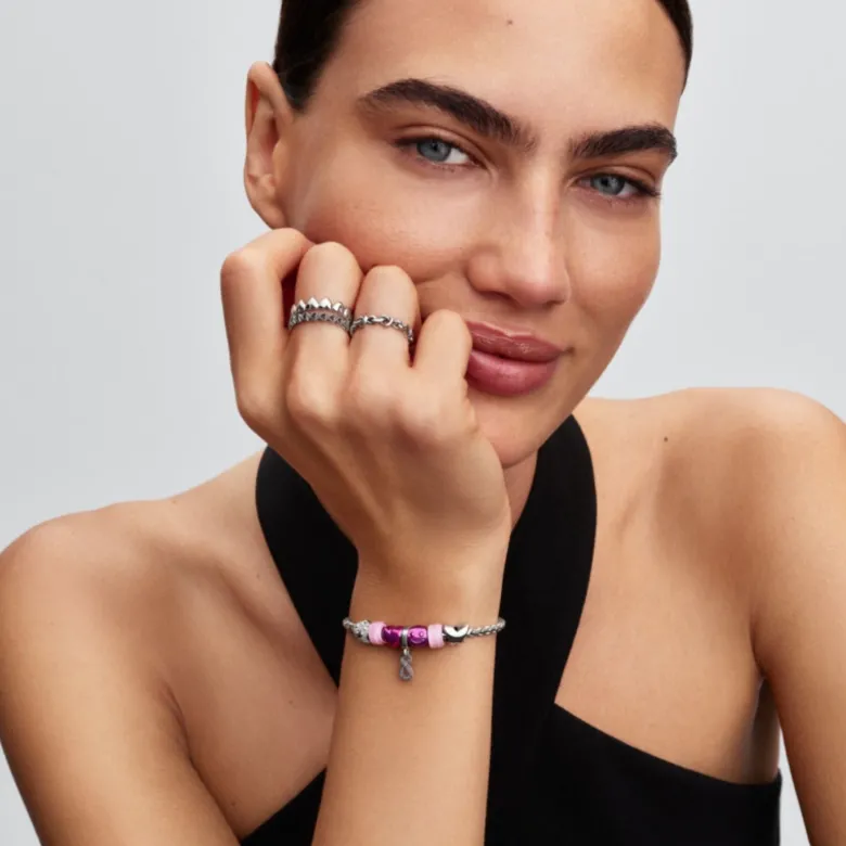 Pandora Moments Pink Heart Mini hela, hopea, 794785C01