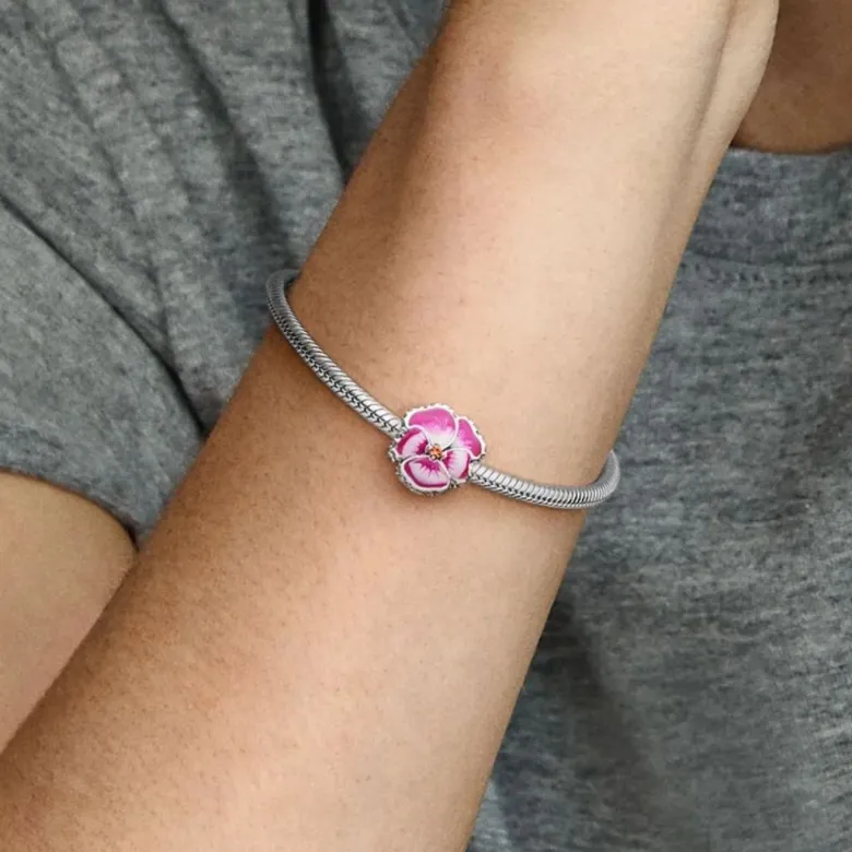 Pandora Moments Pink Pansy Flower hela, hopea, 790777C01
