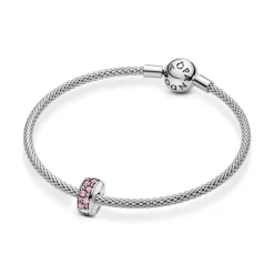 Pandora Moments Pink Pavé lukkopala, hopea, 791817PCZ