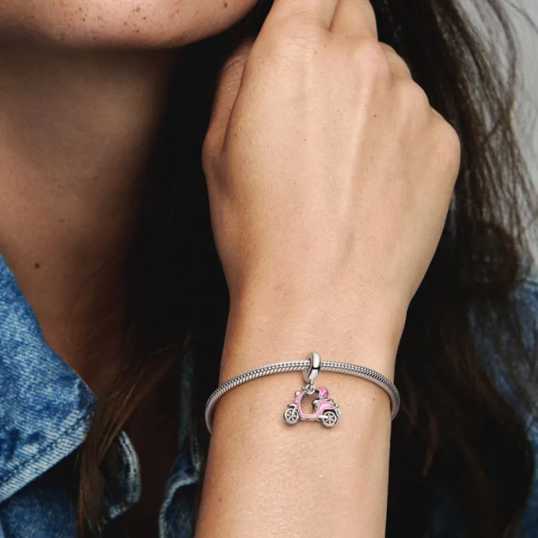 Pandora Moments Pink Scooter Dangle hela, hopea, 791057C01