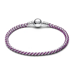 Pandora Moments Purple Cord Box Chain rannekoru, hopeaa, 593816C03