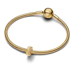 Pandora Moments Ribbed lukkopala, keltakullattu, 764078C01