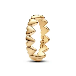 Pandora Moments Row of Hearts sormus, keltakullattu, 163427C00