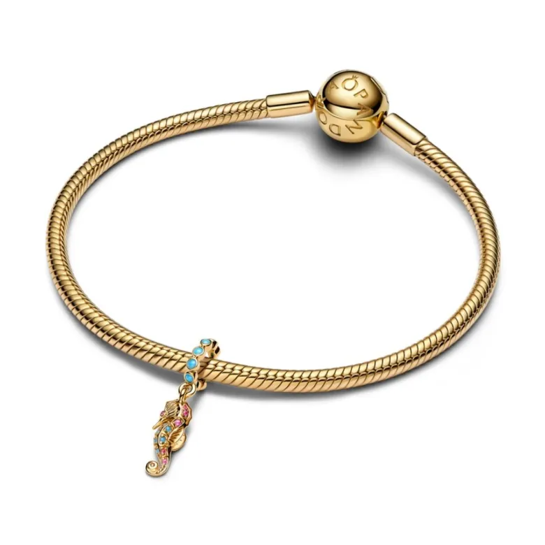 Pandora Moments Seahorse hela, keltakullattu, 763895C01