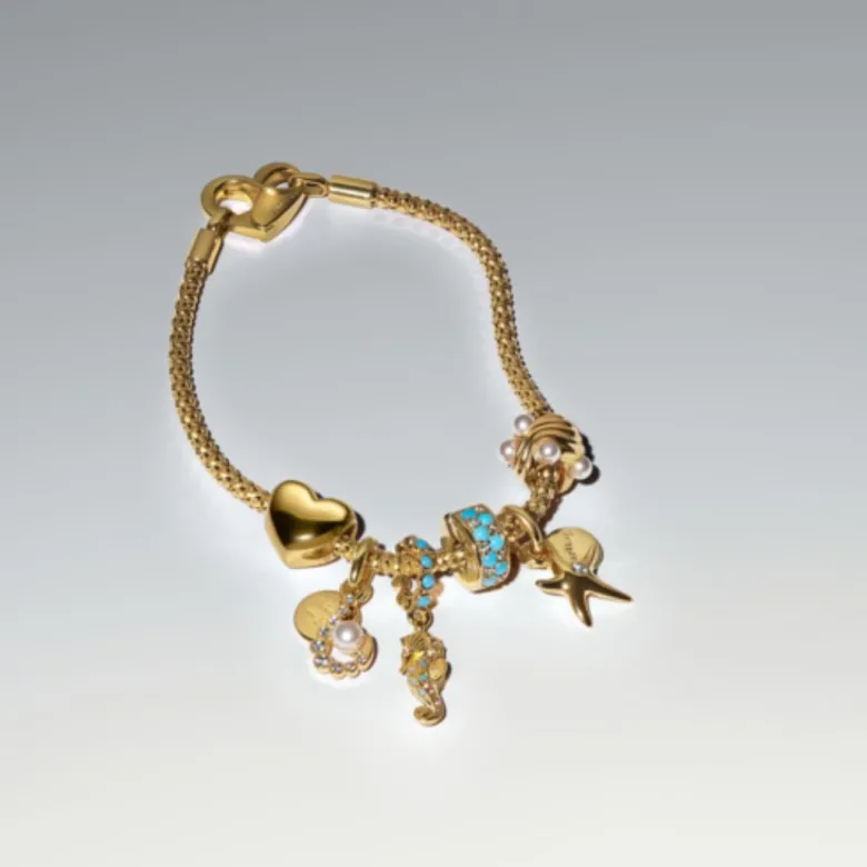 Pandora Moments Seahorse hela, keltakullattu, 763895C01