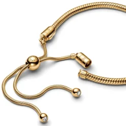Pandora Moments Snake Chain Slider rannekoru, keltakullattu, 563580C01-2