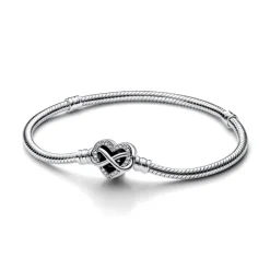 Pandora Moments Sparkling Infinity Heart Clasp Snake Chain rannekoru, hopea, 592645C01