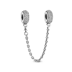Pandora Moments Sparkling Pavé Safety Chain hela, hopea, 791736CZ-05