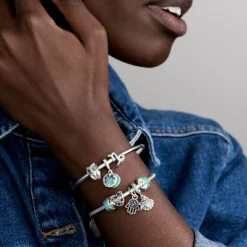 Pandora Moments Teal Pavé lukkopala, hopea, 791817MCZ
