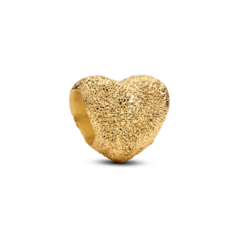 Pandora Moments Textured Heart mini hela, keltakullattu, 764000C00