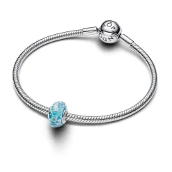 Pandora Moments Turquoise Murano Glass & Glitter hela, hopeaa, 794701C01