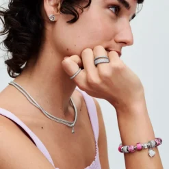 Pandora Moments White Rose in Bloom Double hela, hopea, 793200C01