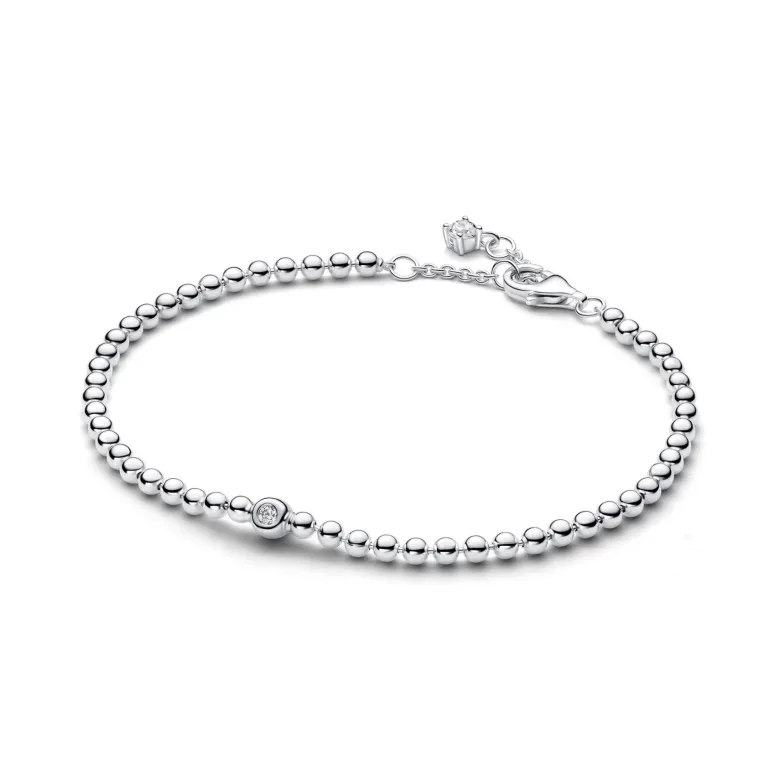 Pandora Signature Beads & Sparkling Stone rannekoru, hopeaa, 594822C01