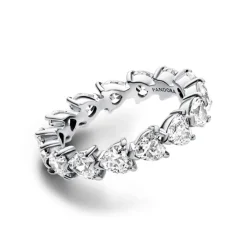 Pandora Timeless Band of Clear Hearts sormus, hopea, 193103C01