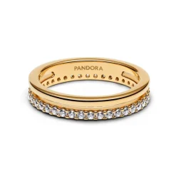 Pandora Timeless Double Band sormus, keltakullattu, 163799C01