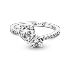 Pandora Timeless Double Heart Sparkling sormus, hopea, 191198C01