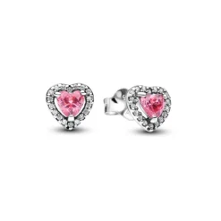 Pandora Timeless Elevated Pink Heart tappikorvakorut, hopea, 298427C02