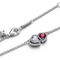 Pandora Timeless Halo Hearts Pendant kaulakoru, hopea, 393632C01-45