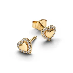 Pandora Timeless Heart Halo Stud tappikorvakorut, keltakullattu, 264363C01