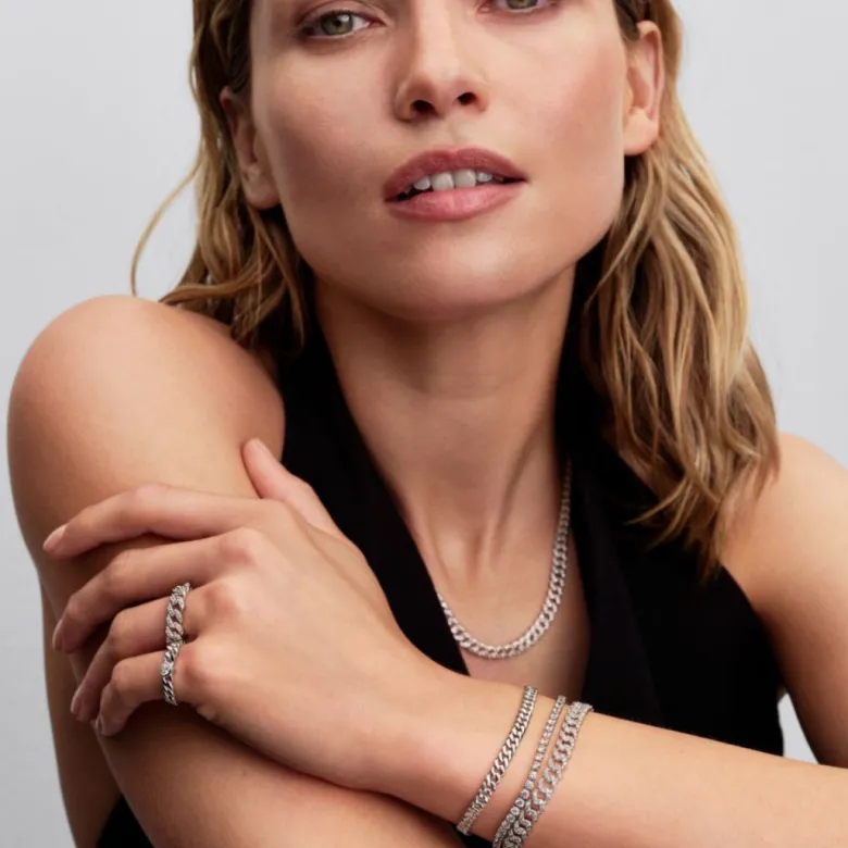 Pandora Timeless Pavé Cuban Chain kaulakoru, hopea, 393161C01-45