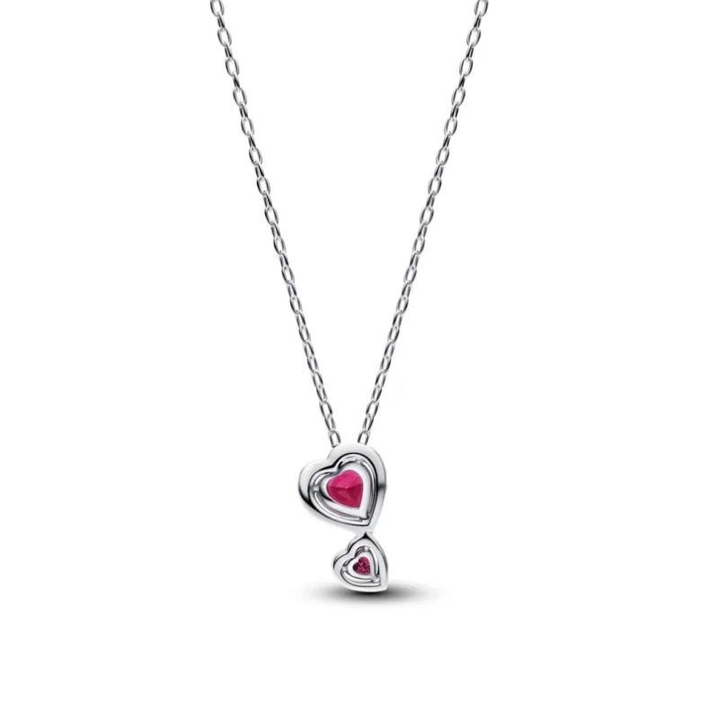 Pandora Timeless Red Halo Hearts Pendant kaulakoru, hopea, 393658C01-60