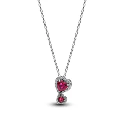 Pandora Timeless Red Halo Hearts Pendant kaulakoru, hopea, 393658C01-60