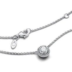 Pandora Timeless Round Sparkle Halo kaulakoru, hopea, 396240CZ-45