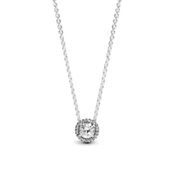 Pandora Timeless Round Sparkle Halo kaulakoru, hopea, 396240CZ-45