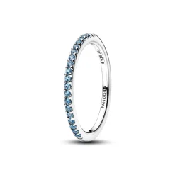 Pandora Timeless Sparkling Aquamarine Half-Eternity Band sormus, hopeaa, 192999C03