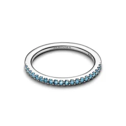 Pandora Timeless Sparkling Aquamarine Half-Eternity Band sormus, hopeaa, 192999C03