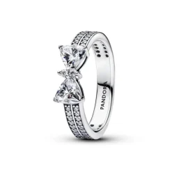 Pandora Timeless Sparkling Bow Double-row sormus, hopea, 193552C01