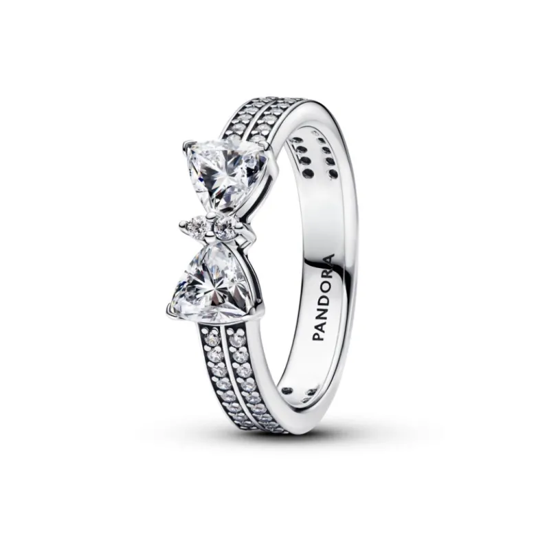 Pandora Timeless Sparkling Bow Double-row sormus, hopea, 193552C01