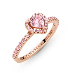 Pandora Timeless Sparkling Elevated Heart sormus, ruusukullattu, 188421C04