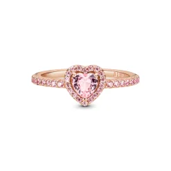 Pandora Timeless Sparkling Elevated Heart sormus, ruusukullattu, 188421C04
