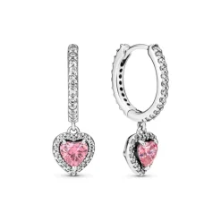 Pandora Timeless Sparkling Halo Heart rengaskorvakorut, hopea, 291445C01