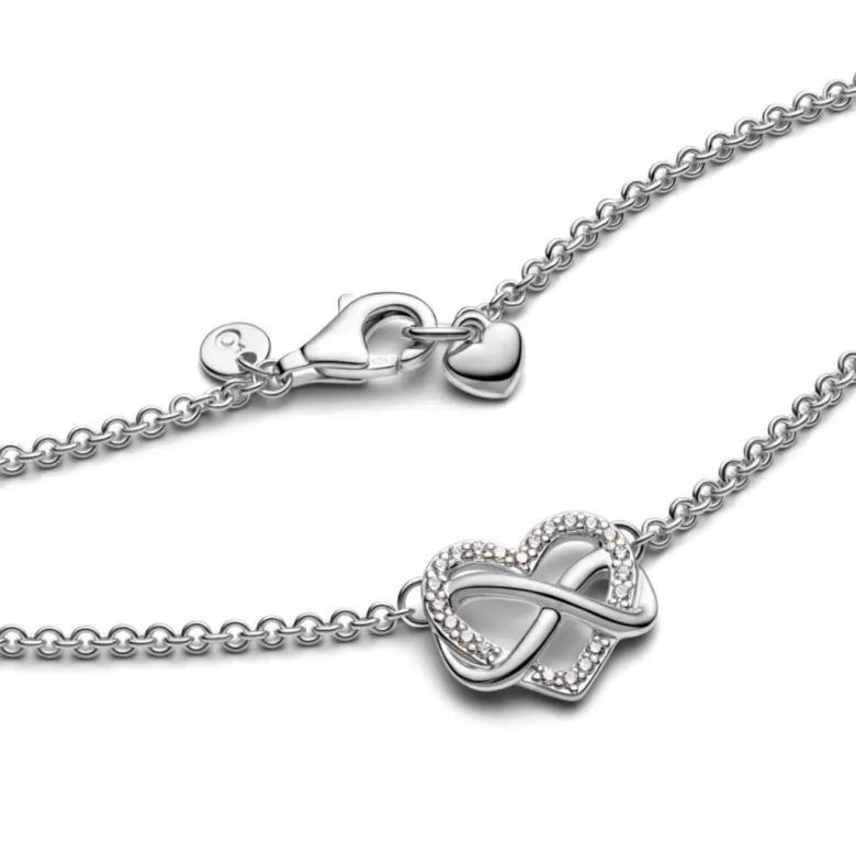 Pandora Timeless Sparkling Infinity Heart Collier kaulakoru, hopea, 392666C01-50