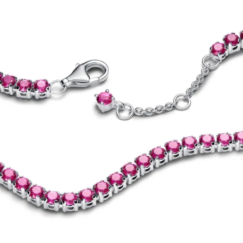 Pandora Timeless Sparkling Pink Tennis rannekoru, hopea, 591469C04