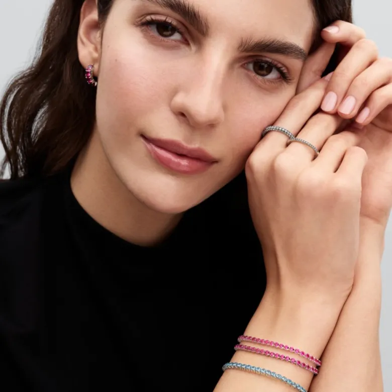 Pandora Timeless Sparkling Pink Tennis rannekoru, hopea, 591469C04
