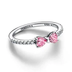 Pandora Timeless Sparkling Pink Bow sormus, hopea, 193510C01