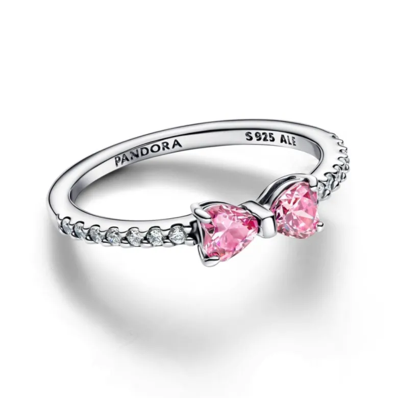 Pandora Timeless Sparkling Pink Bow sormus, hopea, 193510C01