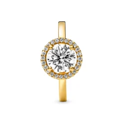 Pandora Timeless Sparkling Round Halo sormus, keltakullattu, 161234C01