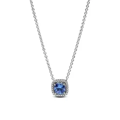Pandora Timeless Sparkling Square Blue Halo Pendant kaulakoru, hopea, 393560C01-45