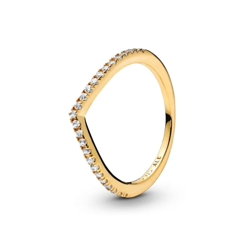 Pandora Timeless Sparkling Wishbone sormus, keltakullattu, 168758C01