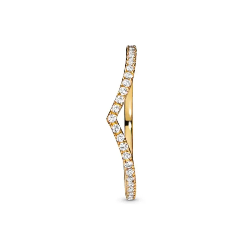 Pandora Timeless Sparkling Wishbone sormus, keltakullattu, 168758C01