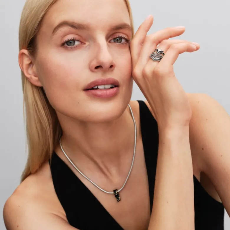 Pandora Timeless Sparkling Wishbone sormus, hopea, 196316CZ