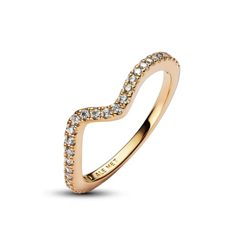 Pandora Timeless Sparkling Wave sormus, keltakullattu, 162539C01