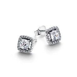 Pandora Timeless Square Sparkle Halo tappikorvakorut, hopea, 293551C02