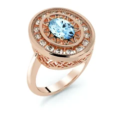 Silván Armi Carmosier timanttisormus 0,32ct safiirilla, rosekultaa, Silván vihkisormukset
